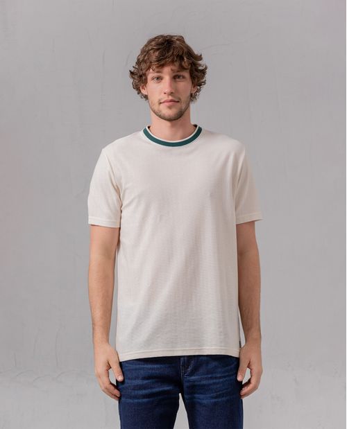 Camiseta con cuello redondo al contraste para hombre