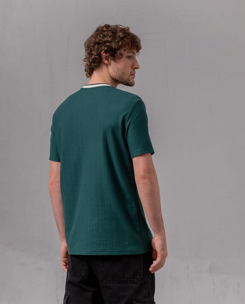 Camiseta con cuello redondo al contraste para hombre