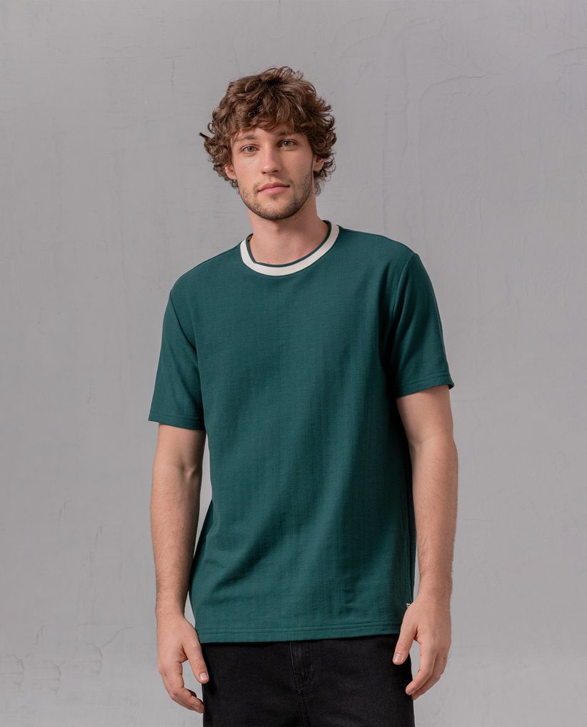 Camiseta con cuello redondo al contraste para hombre