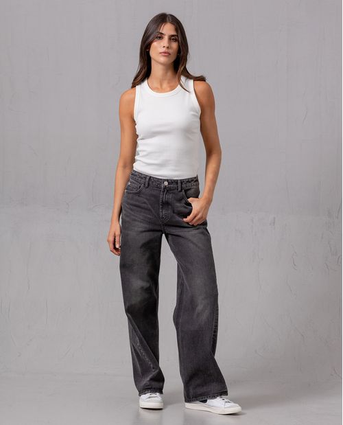 Jean tipo Barril tono negro para mujer
