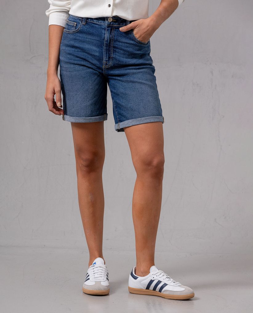 Bermuda en denim oscuro para mujer
