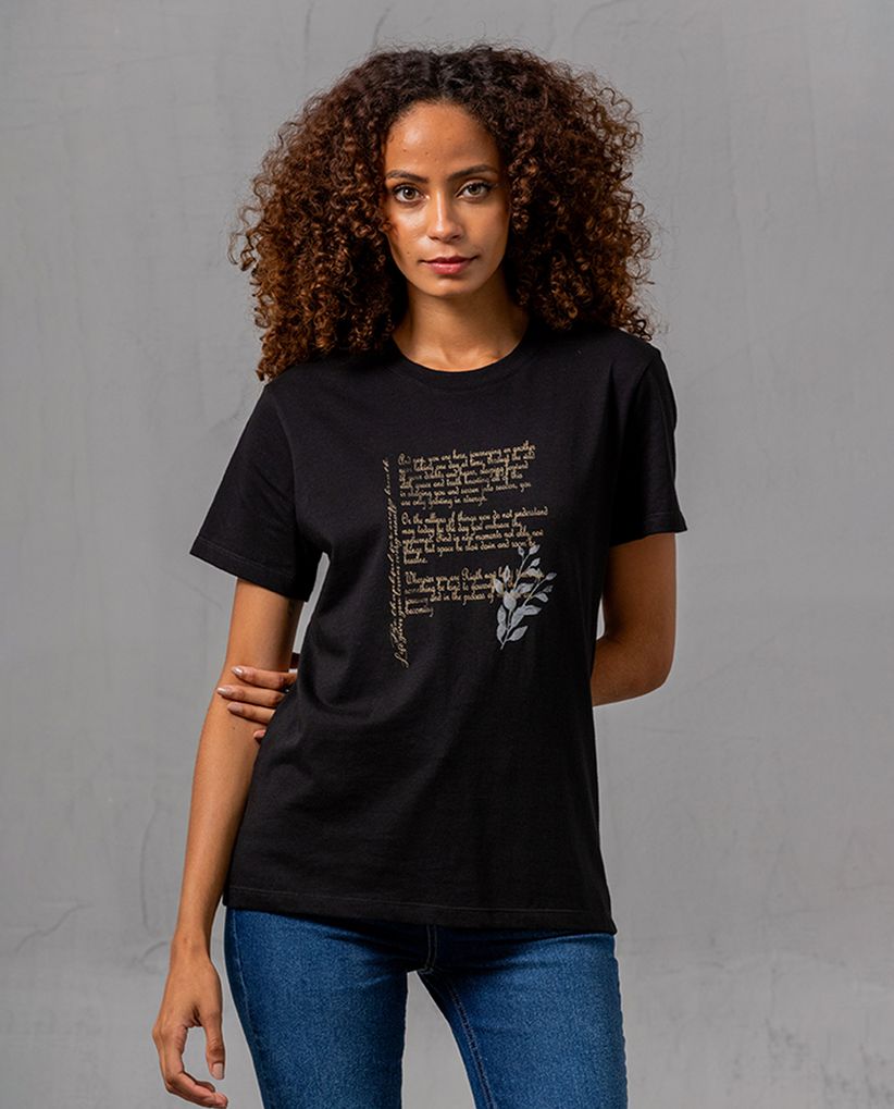 Camiseta de cuello redondo estampada para mujer