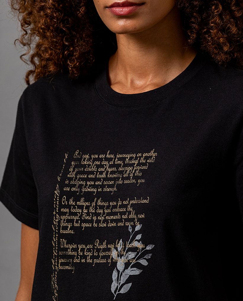 Camiseta de cuello redondo estampada para mujer