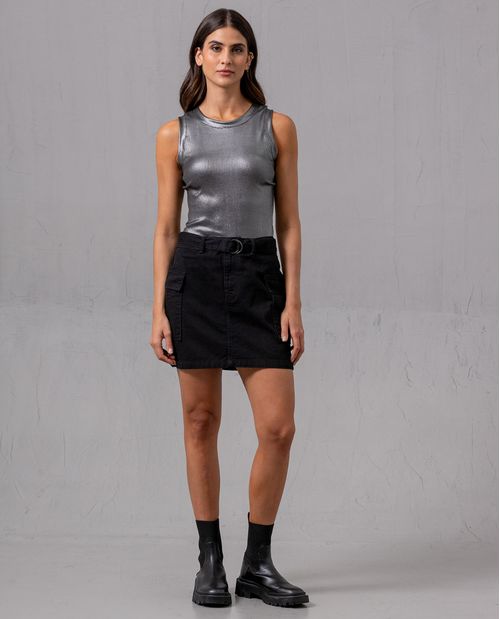 Falda black denim para mujer