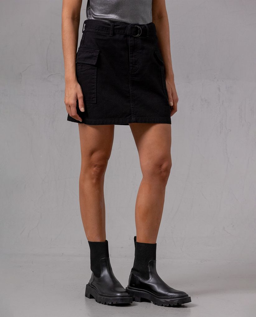 Falda black denim para mujer