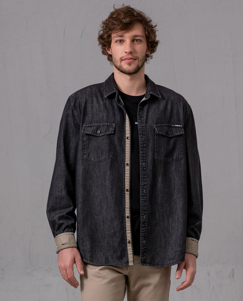 Camisa con puño en contraste para hombre