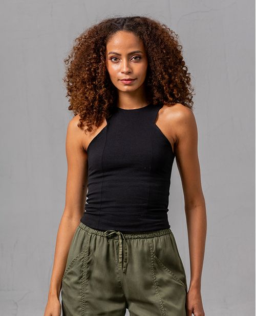 Camiseta con escote en hombros para mujer