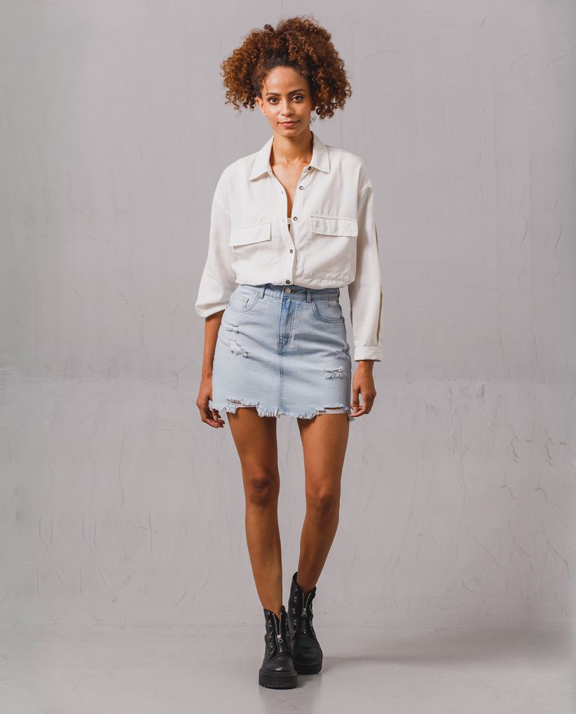 Falda con rotos localizados para mujer