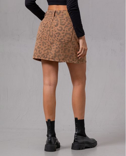 Falda corta animal print para mujer