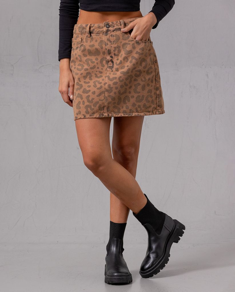 Falda corta animal print para mujer