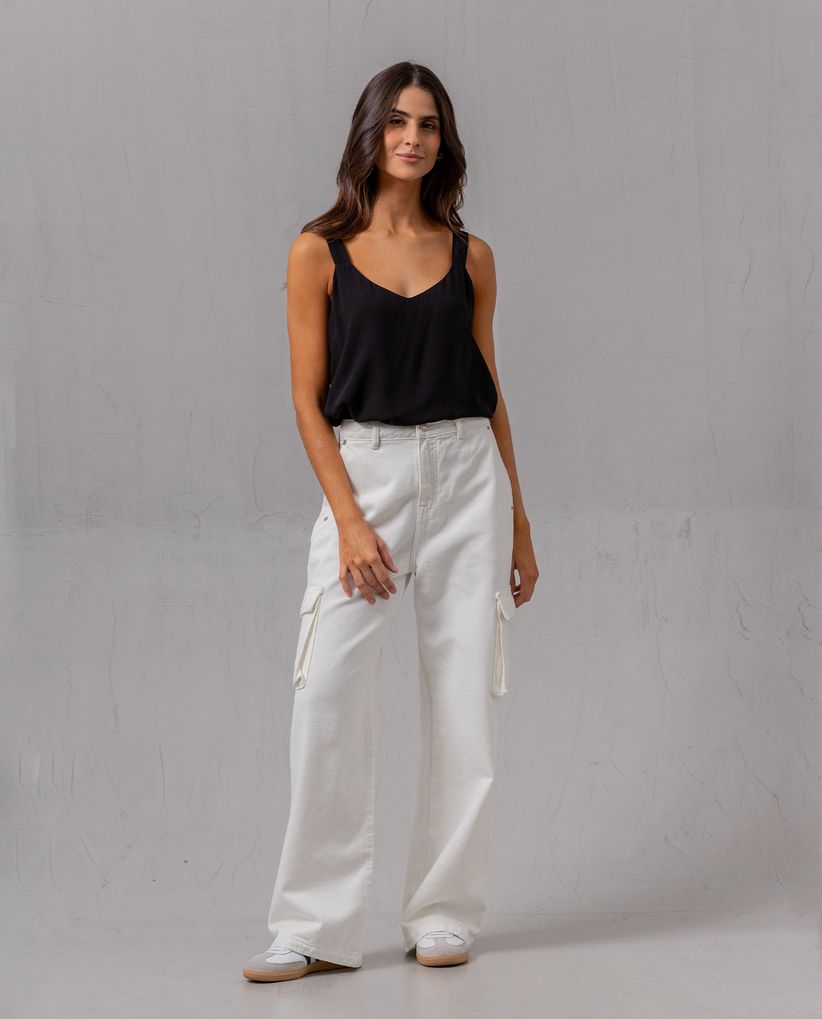 Camisa con escote V para mujer