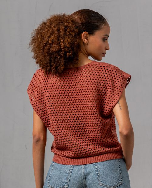 Camiseta tejida en malla para mujer