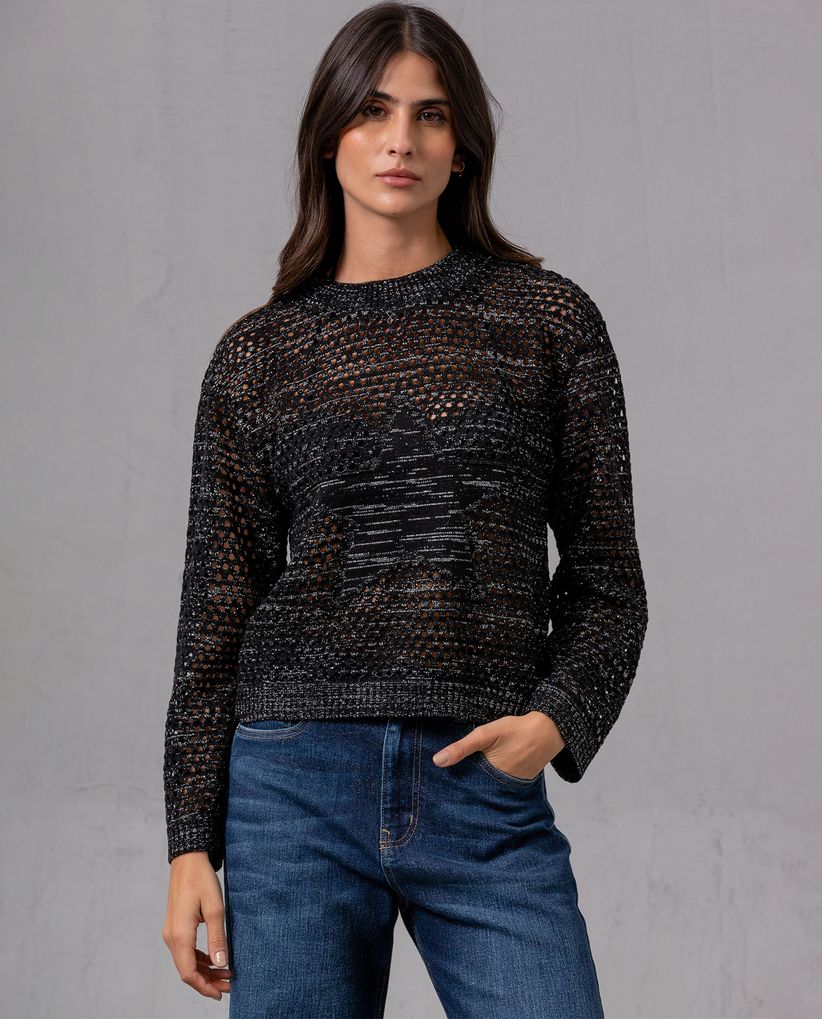 Buzo tejido con diseño de estrella para mujer