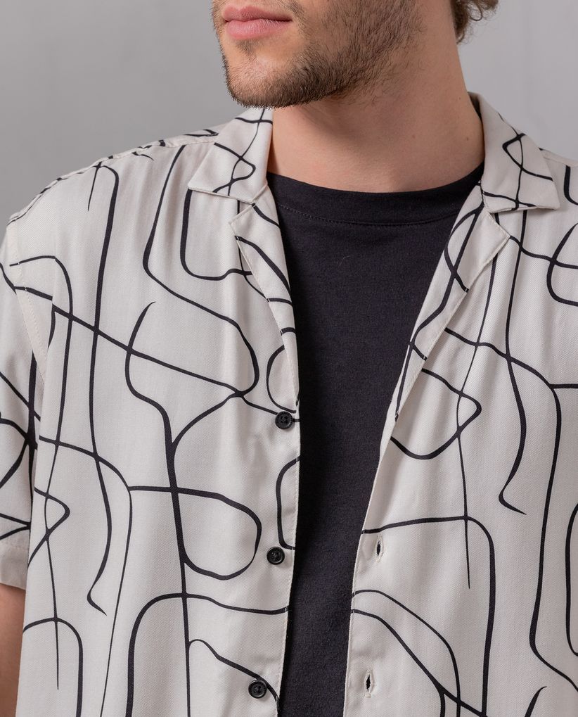 Camisa estampada de botones para hombre