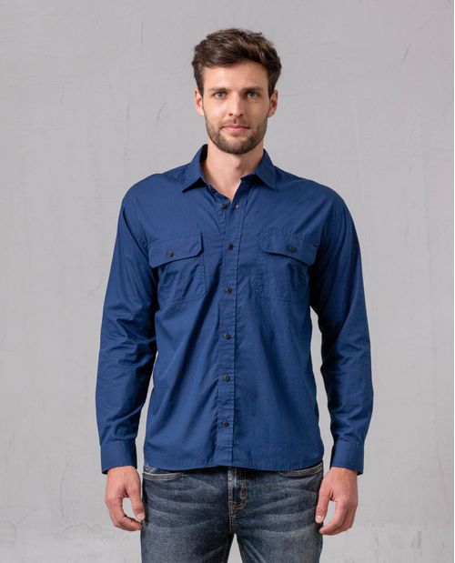 Camisa con bolsillos de tapa para hombre