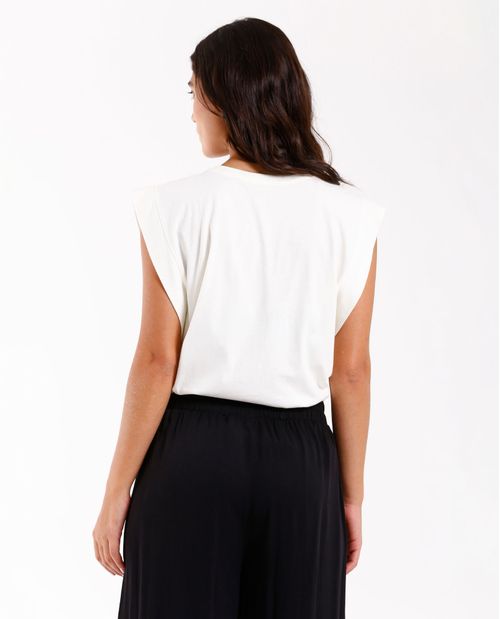 Camiseta manga corta con hombreras para mujer