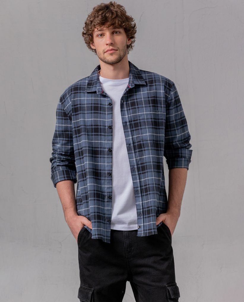 Camisa manga larga tipo leñadora para hombre