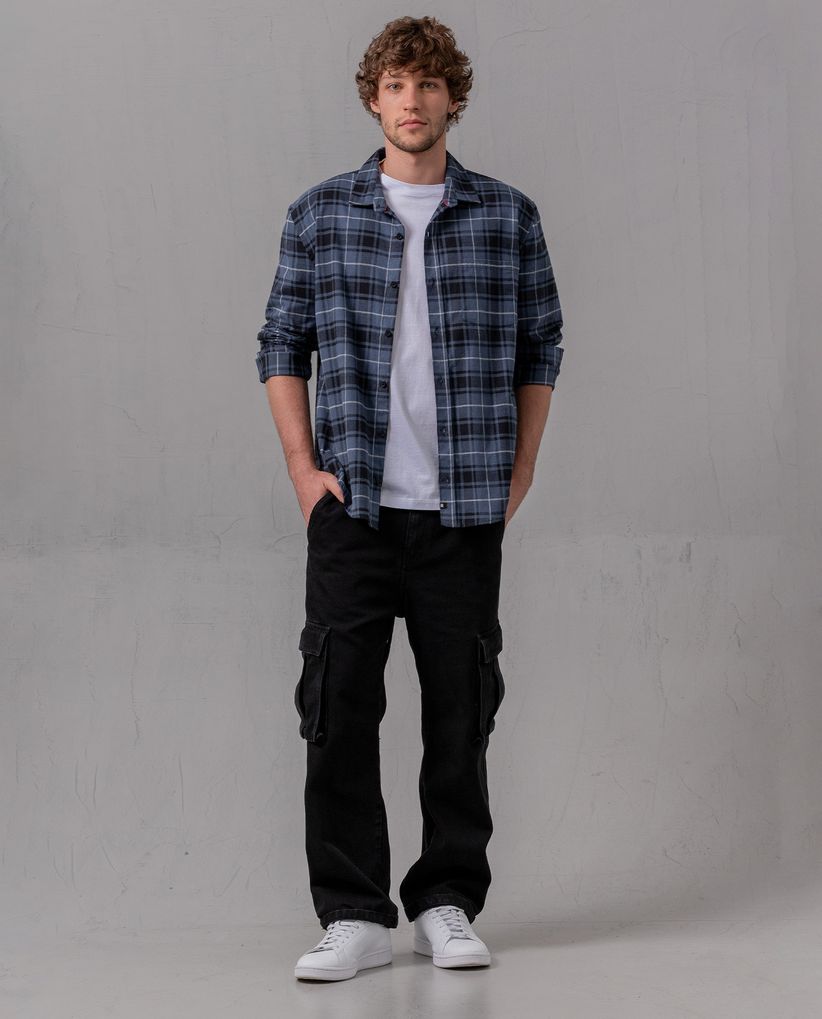 Camisa manga larga tipo leñadora para hombre