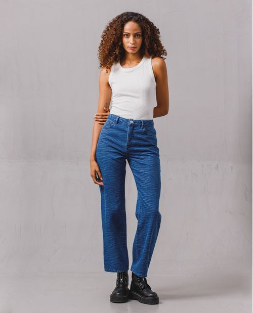 Jean Straight animal print para mujer