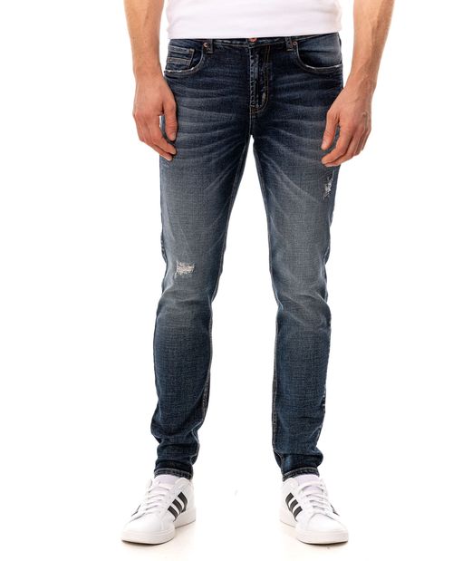 Jean Slim con desgastes localizados para hombre