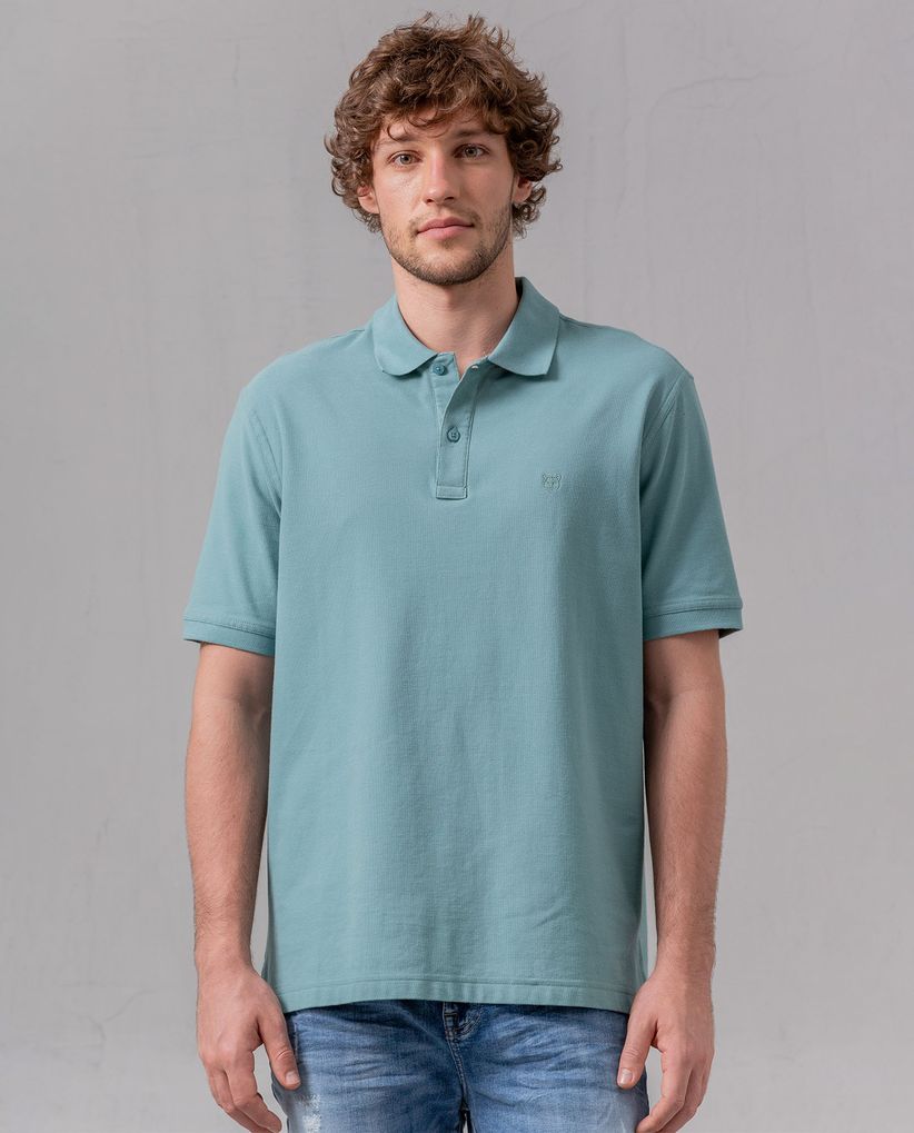 Polo con cuello tejido para hombre