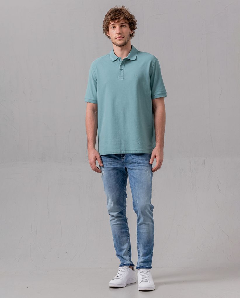 Polo con cuello tejido para hombre