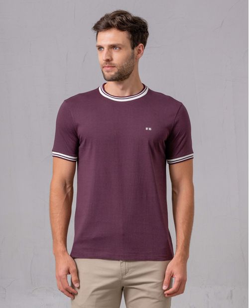 Camiseta con cuello y puños en contraste para hombre