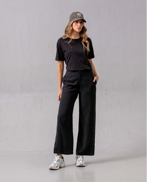 Pantalón Wide Leg con pretina posterior elástica para mujer