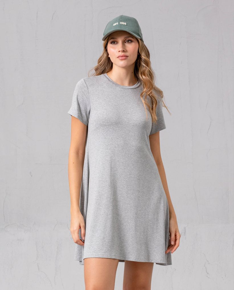 Vestido corto cuello redondo para mujer