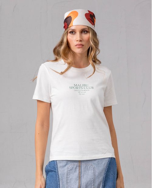 Camiseta manga corta estampada para mujer
