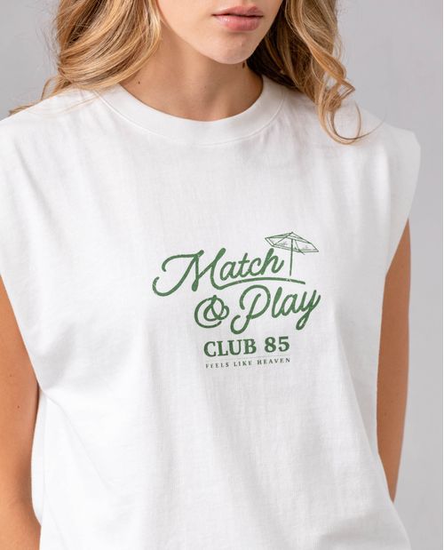 Camiseta manga sisa estampada para mujer