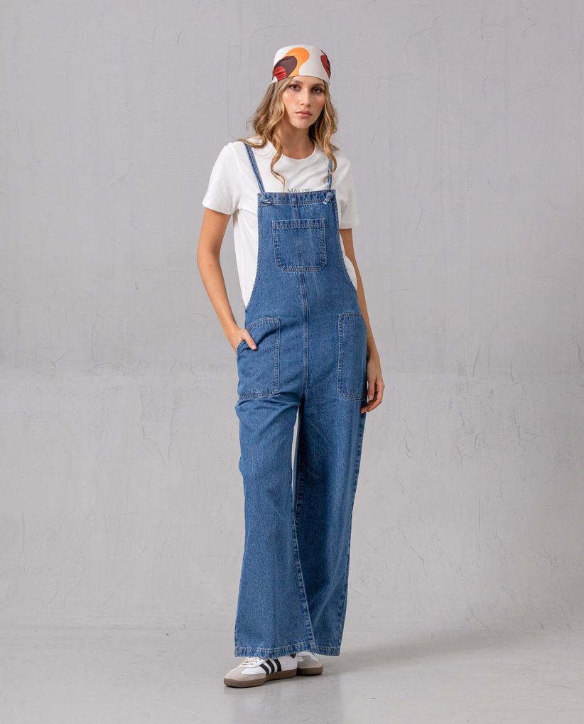 Overall largo en denim para mujer