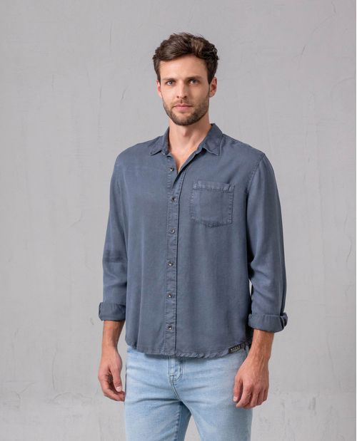 Camisa manga larga en lyocell para hombre