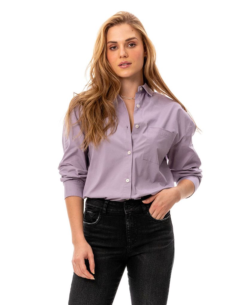 Camisa con bolsillo de parche para mujer