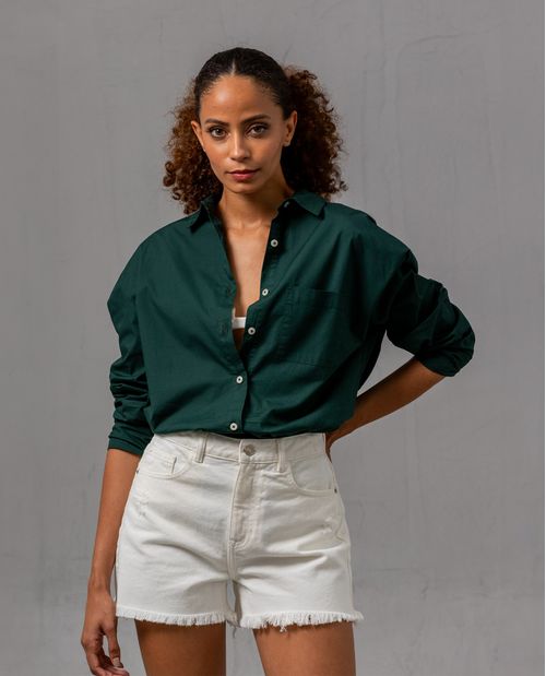 Camisa con bolsillo de parche para mujer