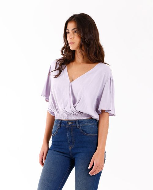 Camisa con escote en V para mujer