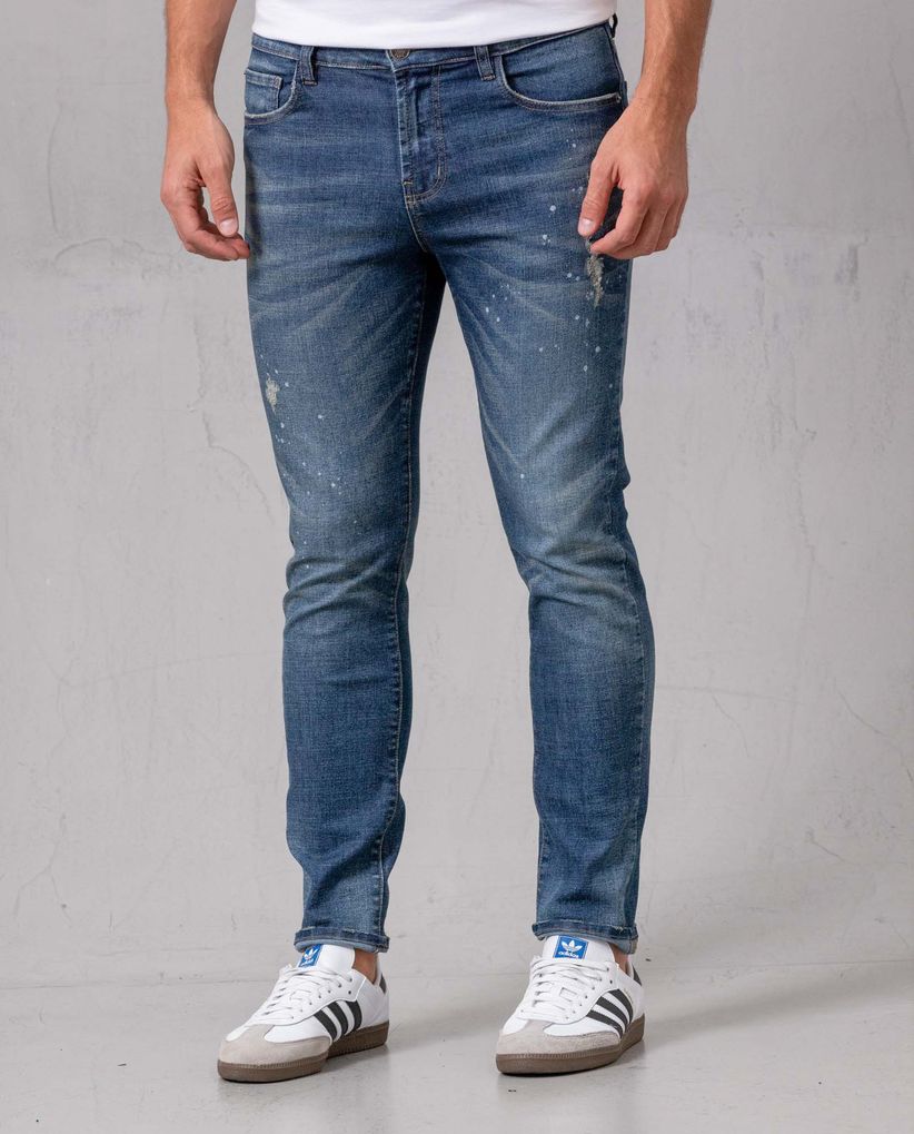 Jean Super Slim con rotos y efecto salpicado para hombre