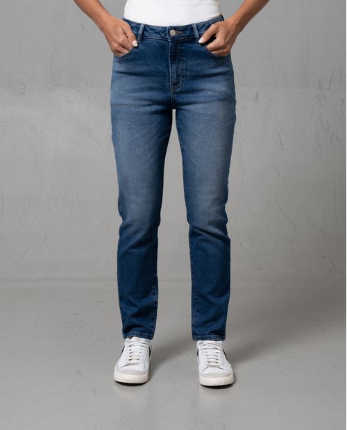 Jean Mom tono azul oscuro para mujer