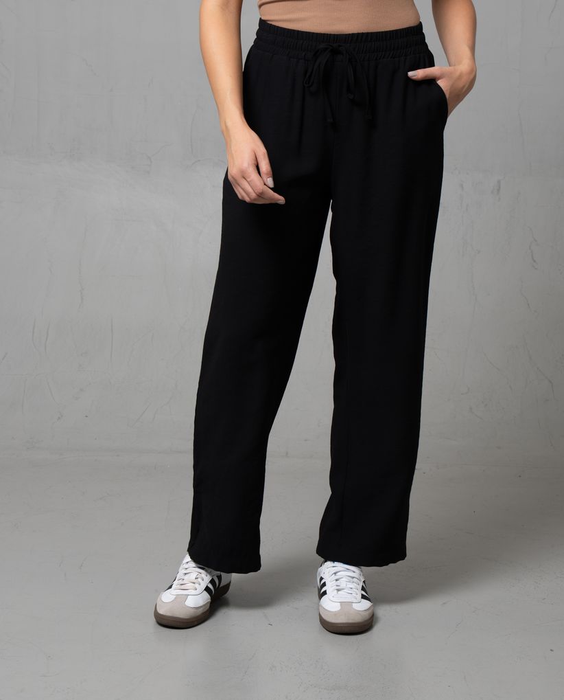 Pantalón con cintura elástica y abertura en bota para mujer