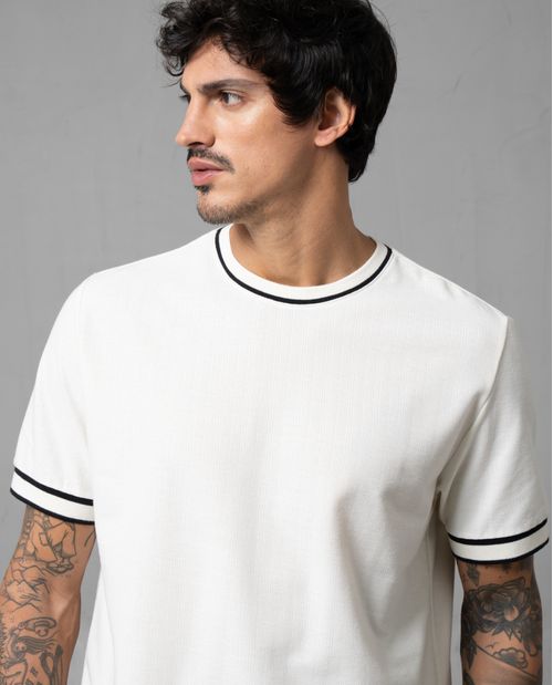 Camiseta cuello redondo texturizada para hombre