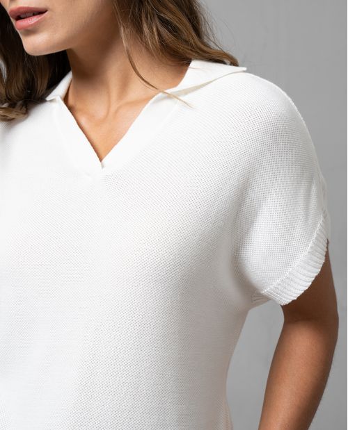Camiseta tipo polo tejida para mujer