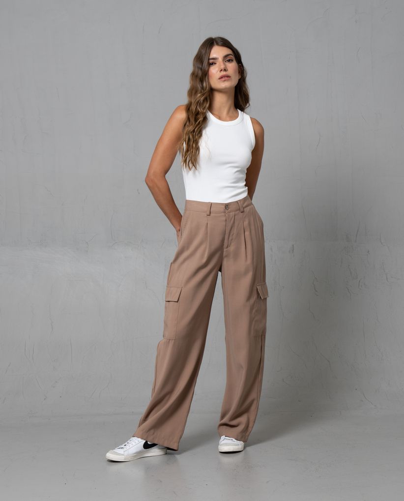 Pantalón cargo con cintura elástica para mujer