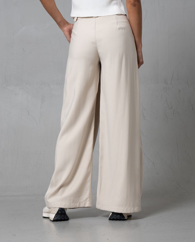 Pantalón amplio con tablas en delantero para mujer