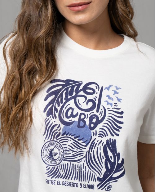 Camiseta manga corta estampada para mujer