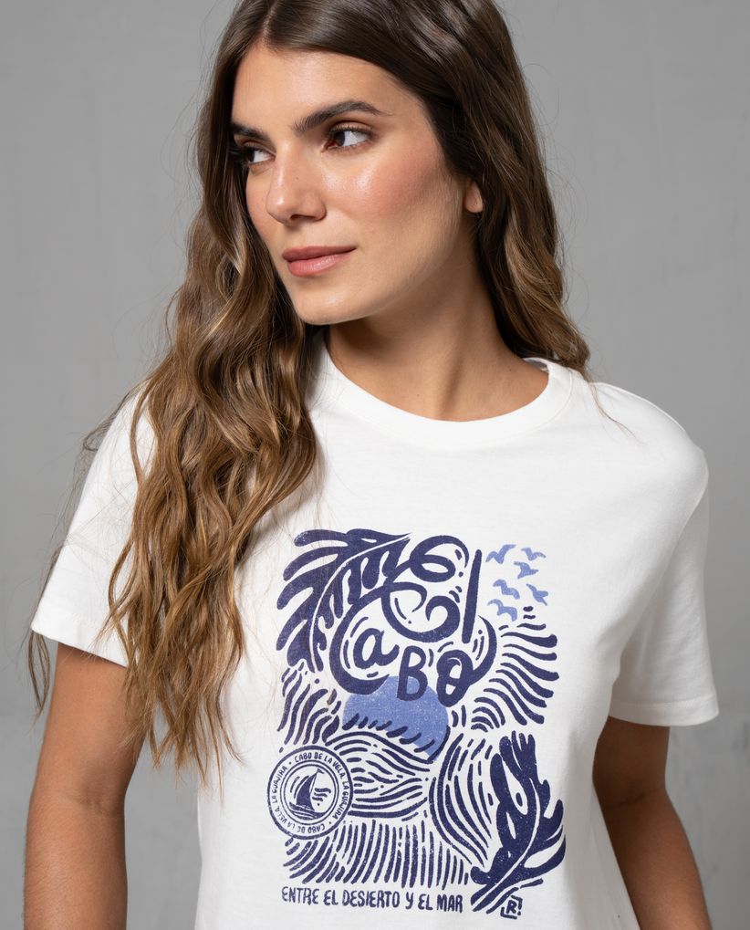 Camiseta manga corta estampada para mujer