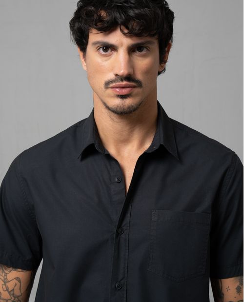 Camisa manga corta en popelina para hombre
