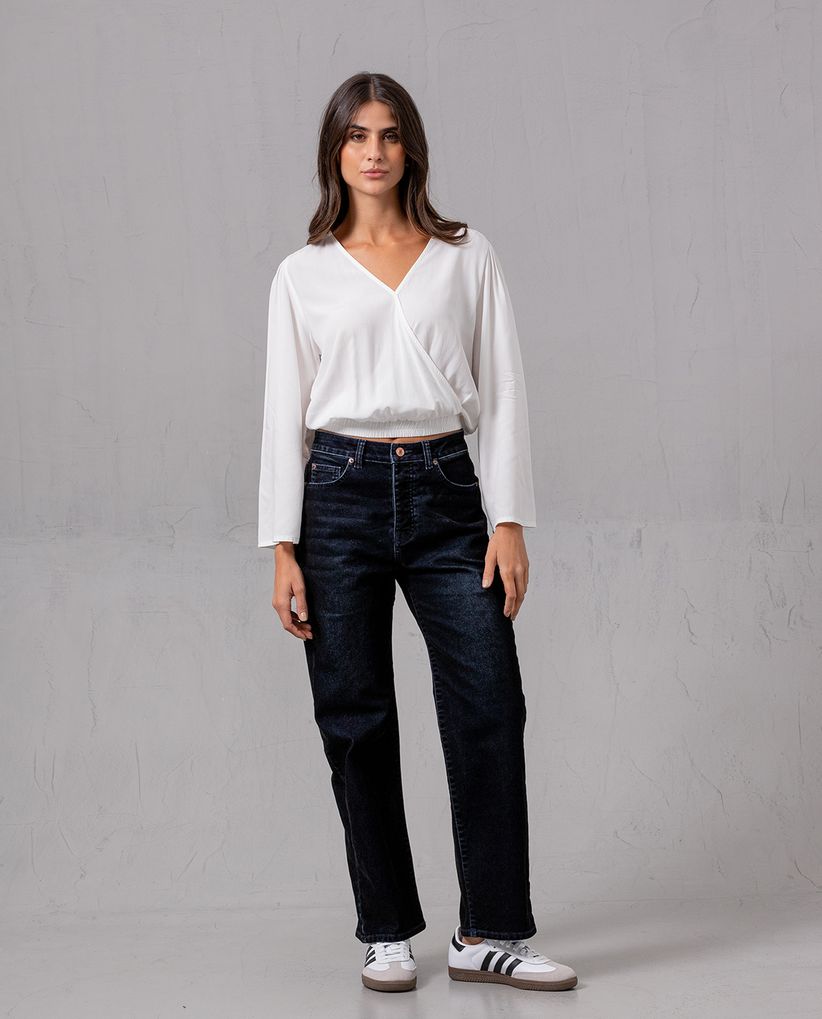 Camisa de diseño cruzado para mujer