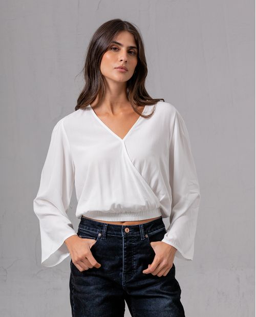 Camisa de diseño cruzado para mujer
