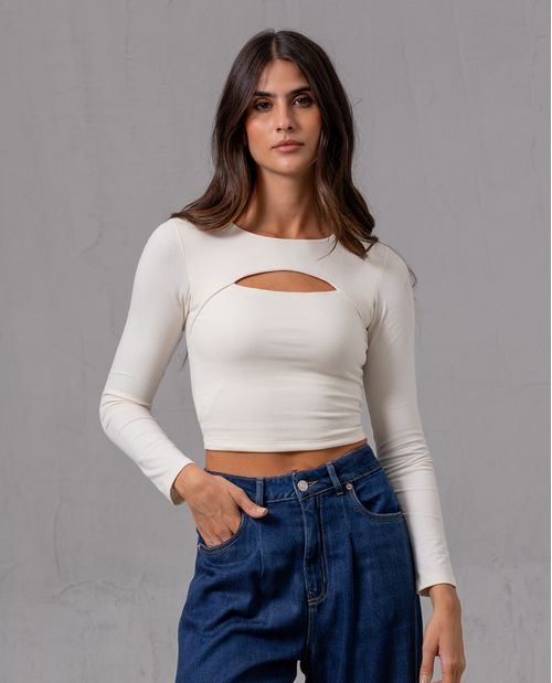 Camiseta crop manga larga para mujer