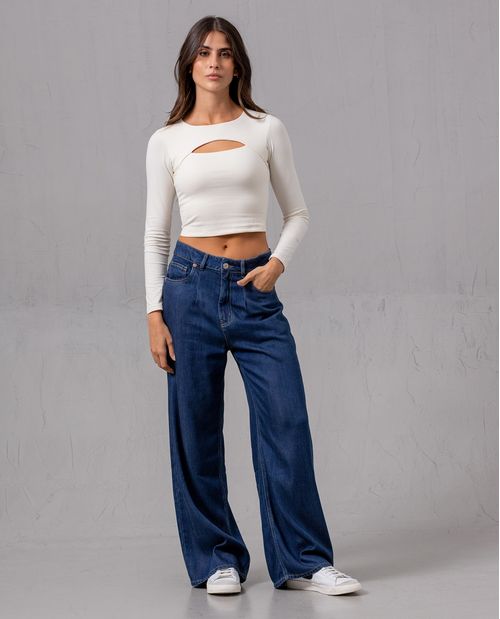 Camiseta crop manga larga para mujer